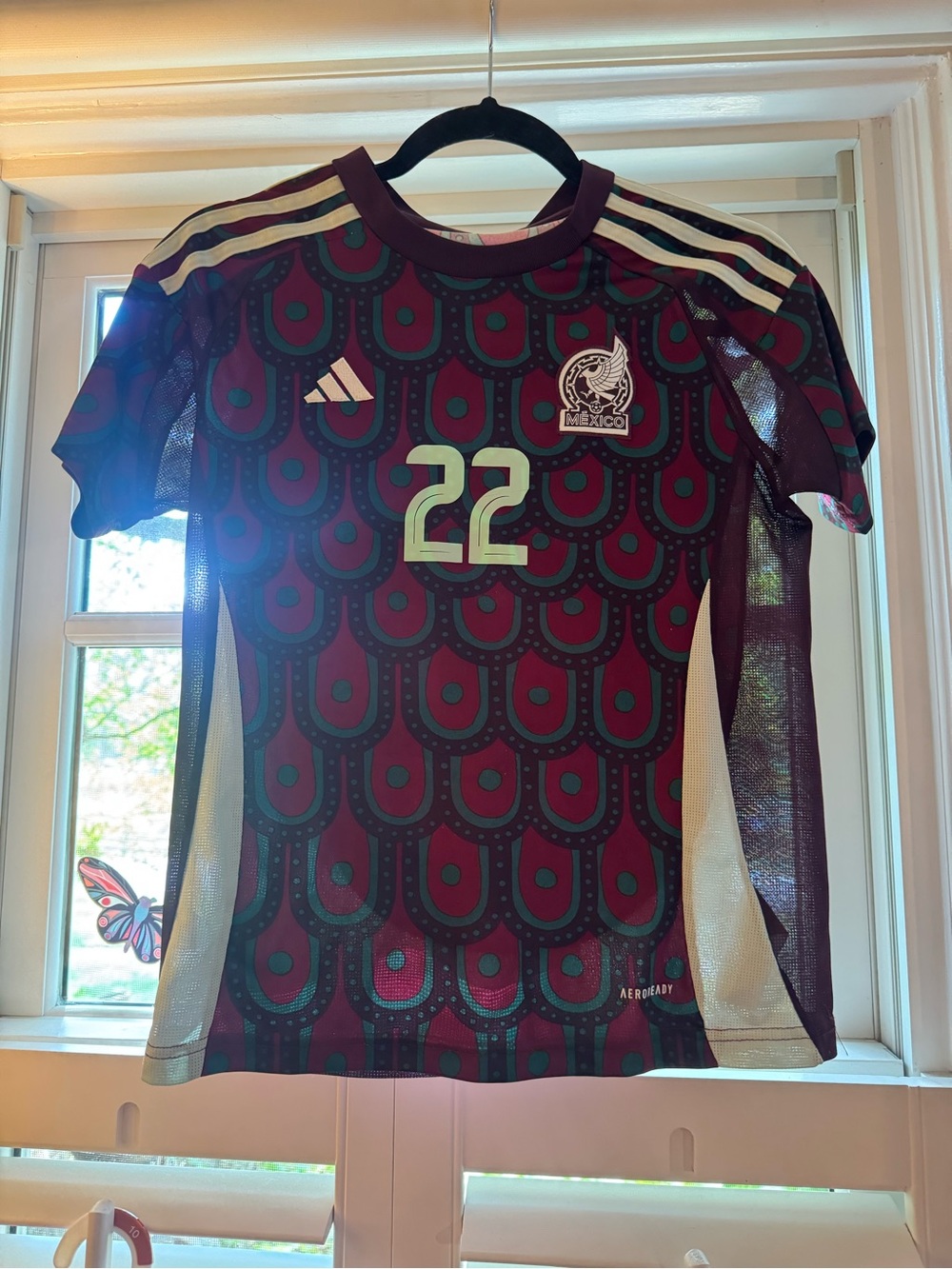 Youth Size 24 Slim Fit 22 Adidas Mexico 2024 Home Jersey Aztec Feather